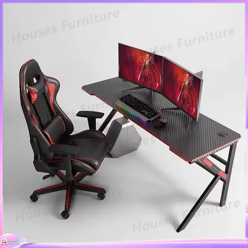 Desk Setup L Shaped - Adjustable Height RGB LED Gaming Desk