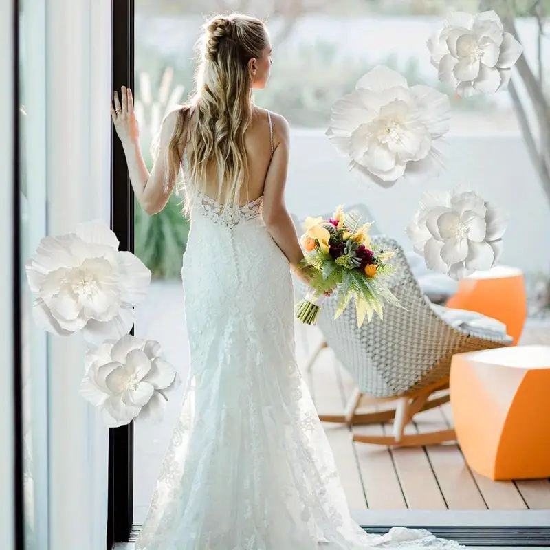 5 Packs of White Paper Flowers - đánh giá và giá Desk Setup Background