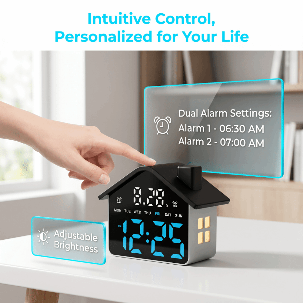 Night Light LED Alarm Clock Mi - đánh giá và giá Desk Setup Minimalist