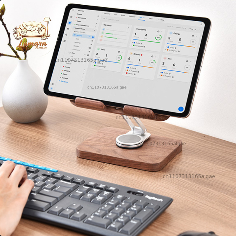 Black Walnut iPad Stand with 3 - đánh giá và giá Desk Setup With Ipad
