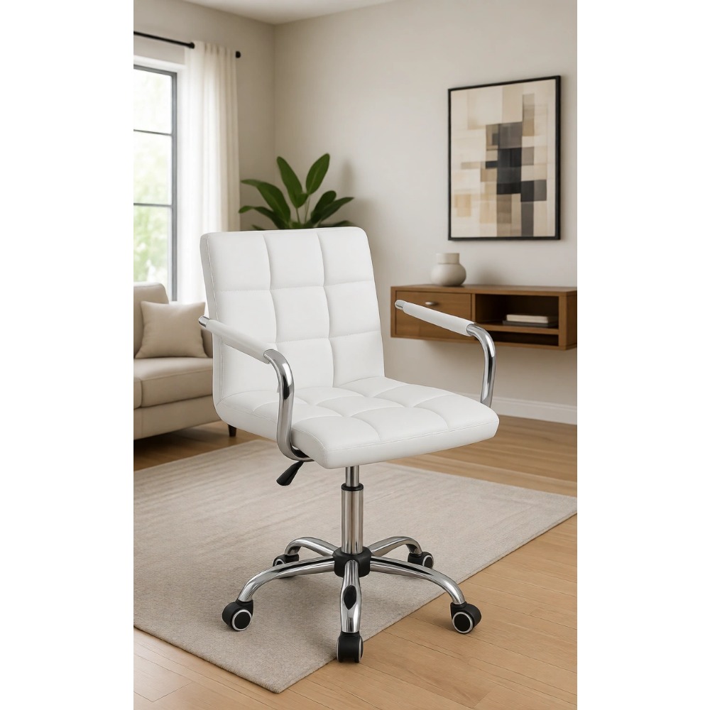 Vanity Desk Chair - Tufted PU  - đánh giá và giá Desk Setup Height