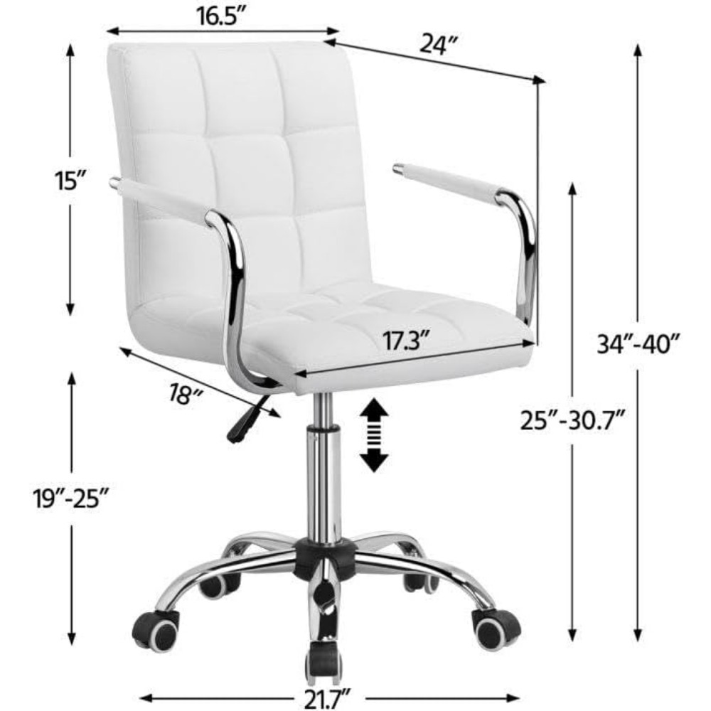 Vanity Desk Chair - Tufted PU  - đánh giá và giá Desk Setup Height