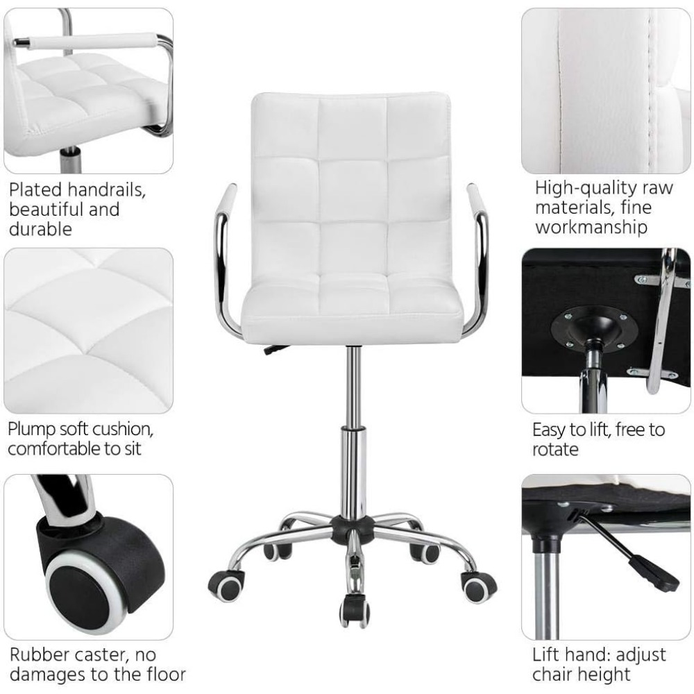Vanity Desk Chair - Tufted PU  - đánh giá và giá Desk Setup Height