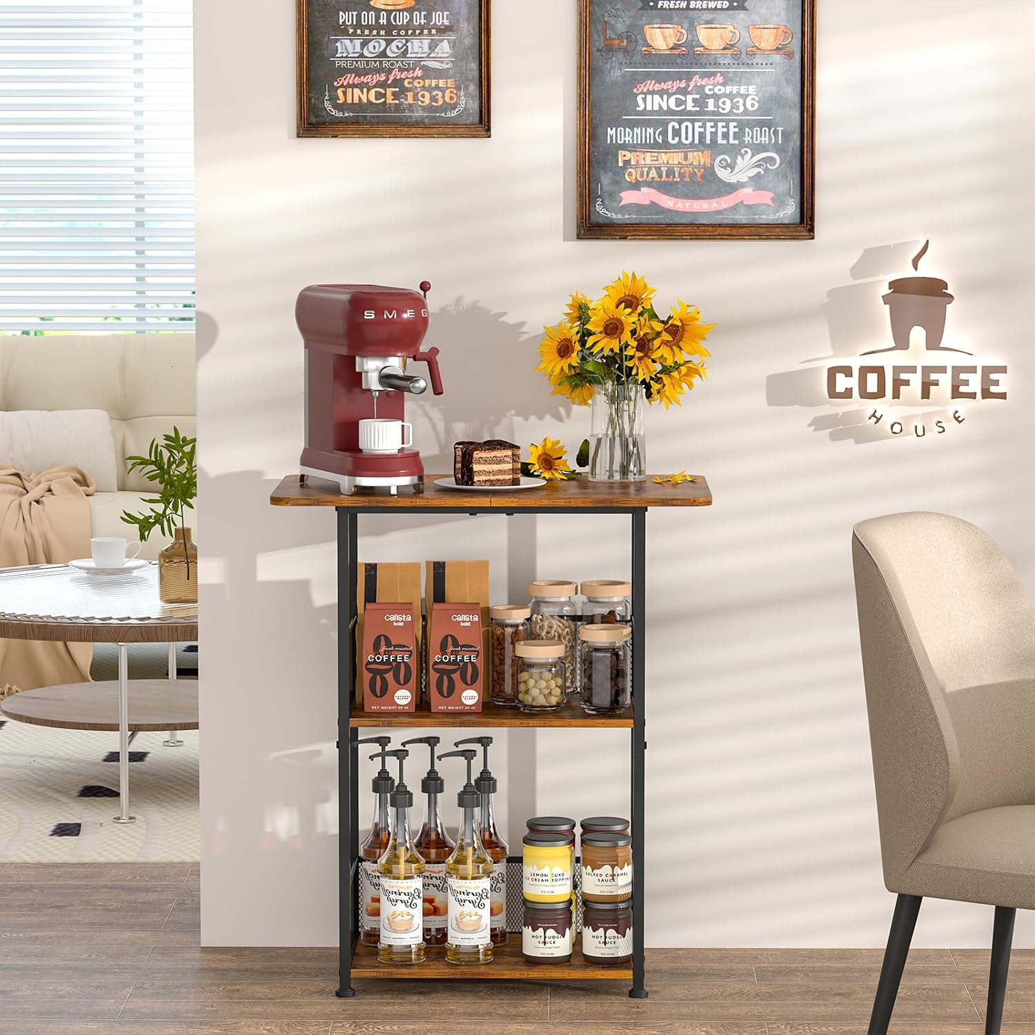 Mini Floor Standing Coffee Bar - đánh giá và giá Desk Setup Minimalist