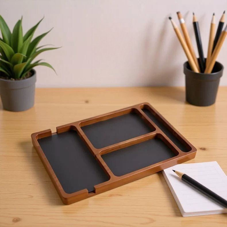 Solid Wood Storage Tray Nordic - đánh giá và giá Desk Setup Minimalist