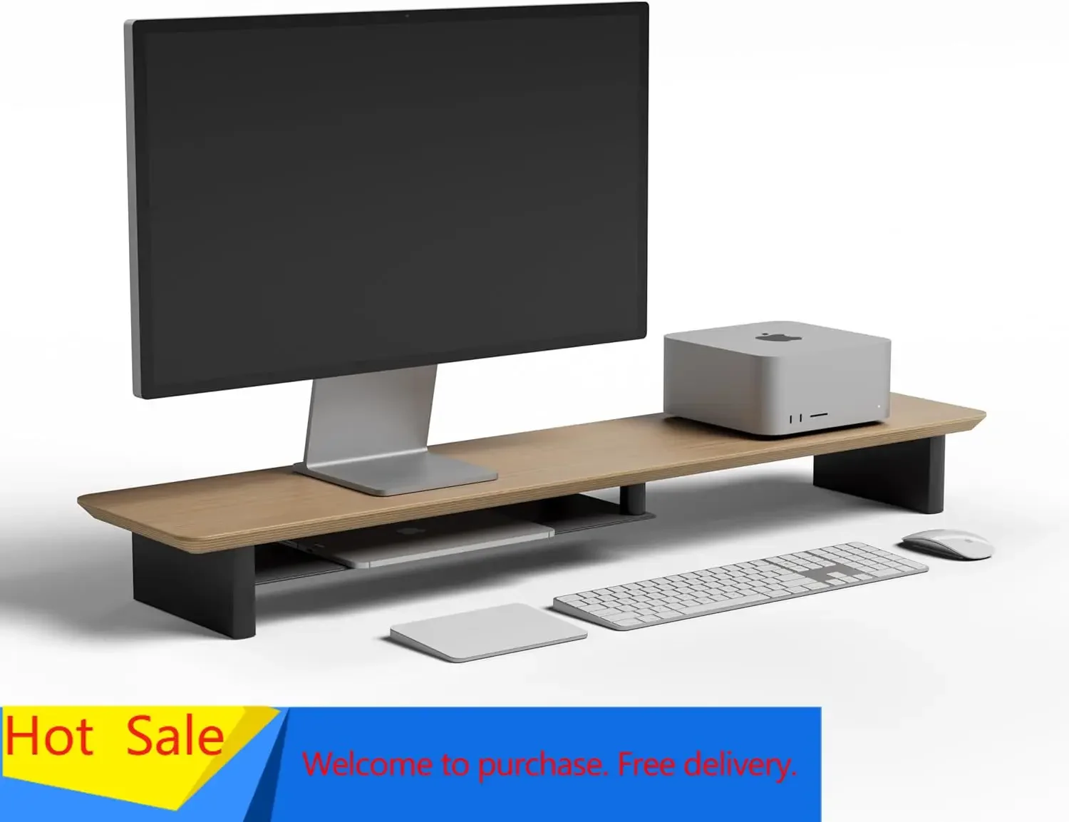 White Oak Dual‑Tier Ergonomic  - đánh giá và giá Dual Monitor Desk Setup